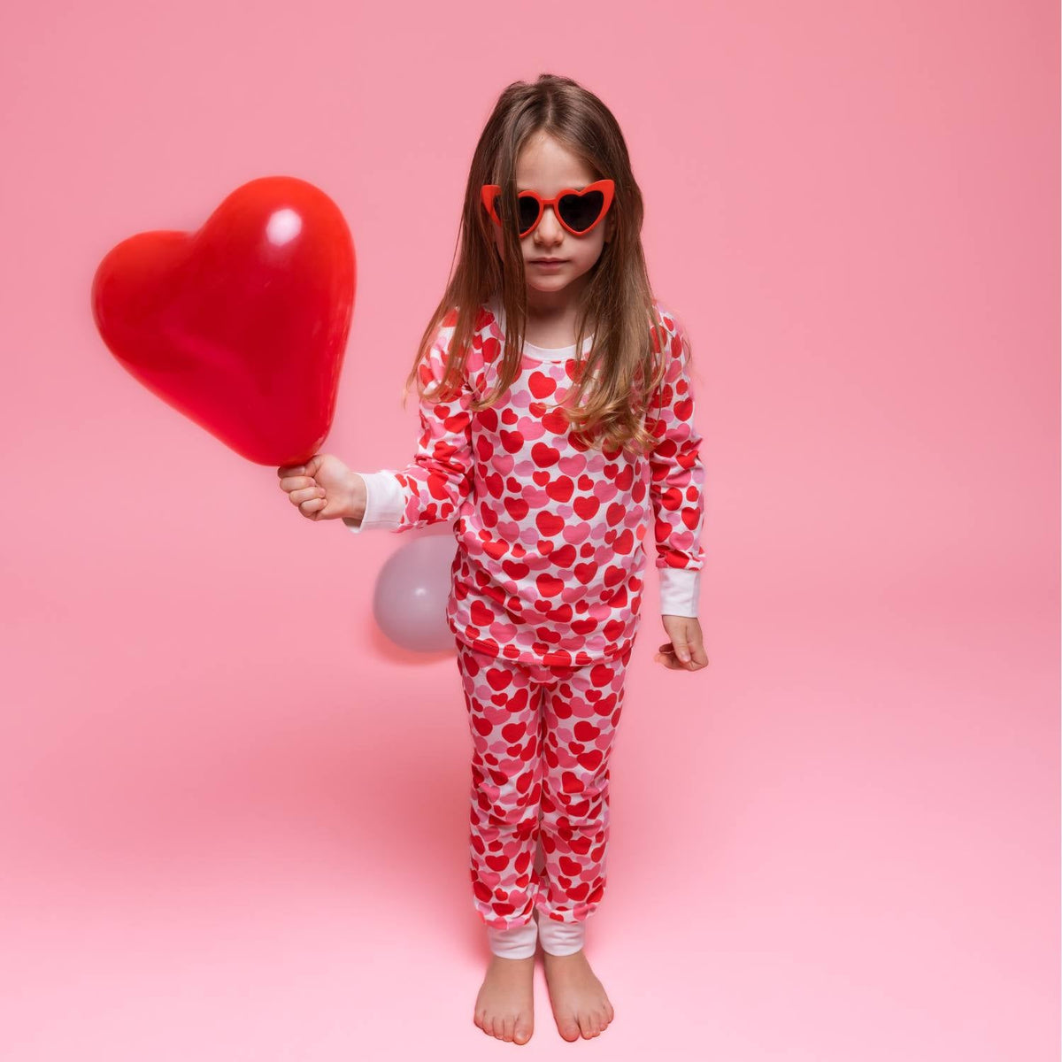 Norani Baby kids soft organic cotton heart print pajamas.