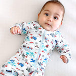 Norani Baby organic newborn footie pajamas, contrast zipper.
