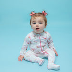 Norani Baby organic footie with contrast zipper for newborns.