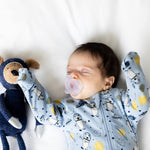 Norani Baby organic footie pajamas, Space Bears print.
