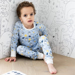 Soft organic cotton Norani Baby kids sleep pajamas, space bears.