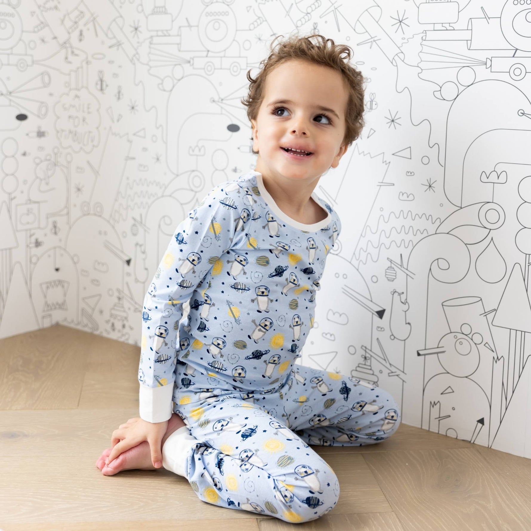 Norani Baby soft organic cotton kids pajamas, space bear print