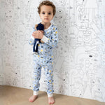 Soft Norani Baby organic cotton space bear pajamas for kids.