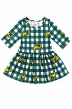 North Dakota State University Plaid Bison 3/4 Sleeve Twirl Bodysuit by Mila & Rose ®