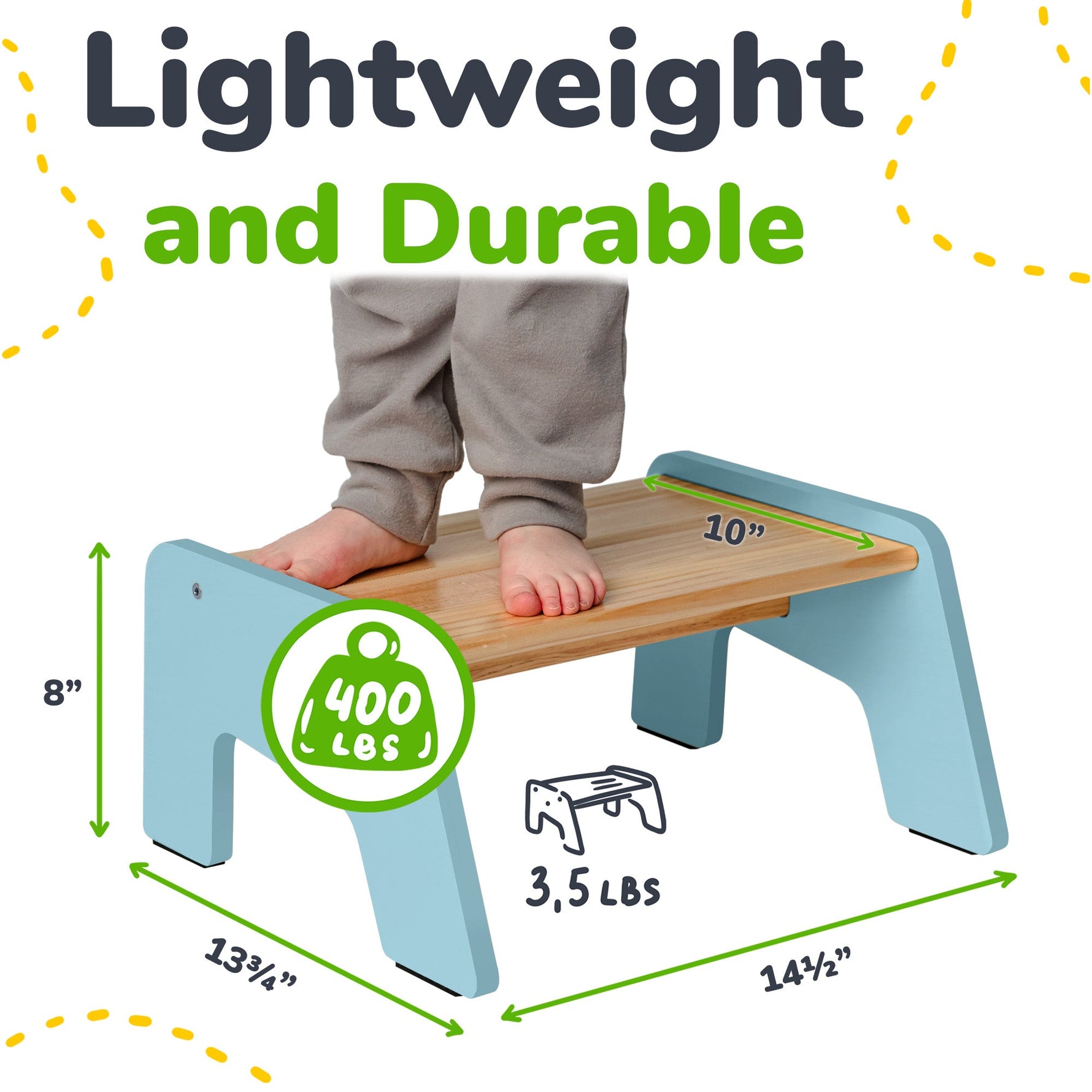 Ocodile natural wooden 1-step stool for kids.