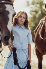 KIPP Collection Collared Shirt With Invisible Buttons And Lace Detail For Women by KIPP™ Collection at Everetts Place