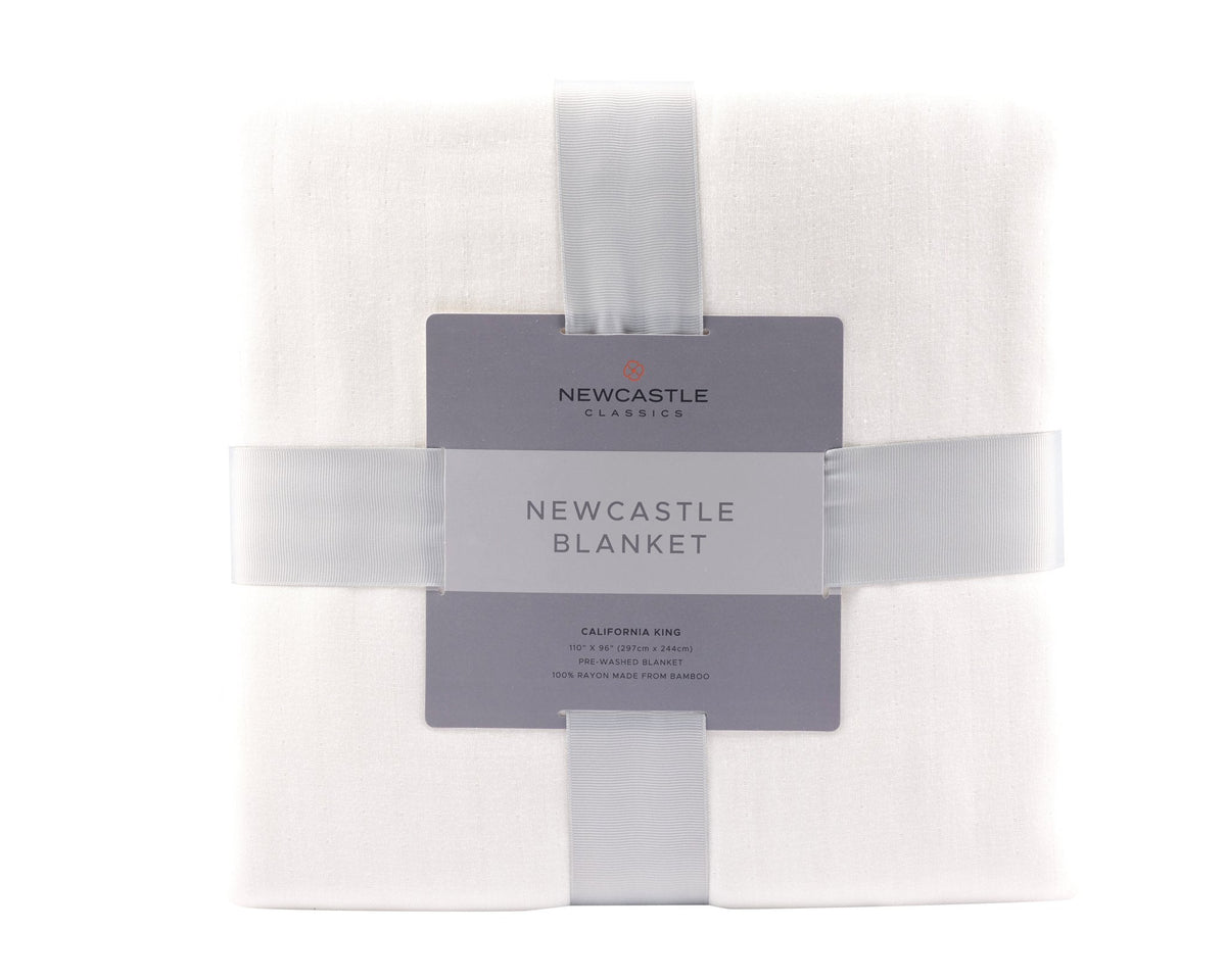 Pristine White Oversized Queen Bamboo Bed Blanket by Newcastle Classics