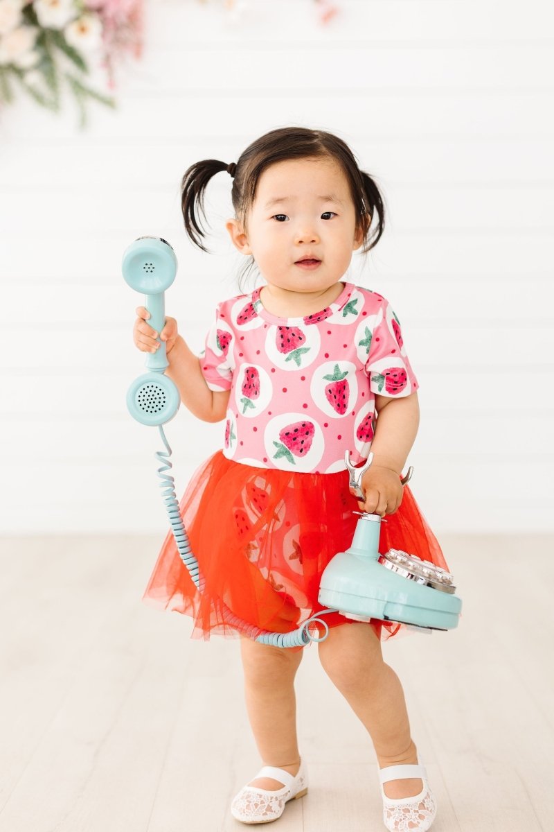 Mila & Rose ® On Sale Strawberry Fields Tutu Bodysuit For Baby Girls - Everetts Place Boutique - 