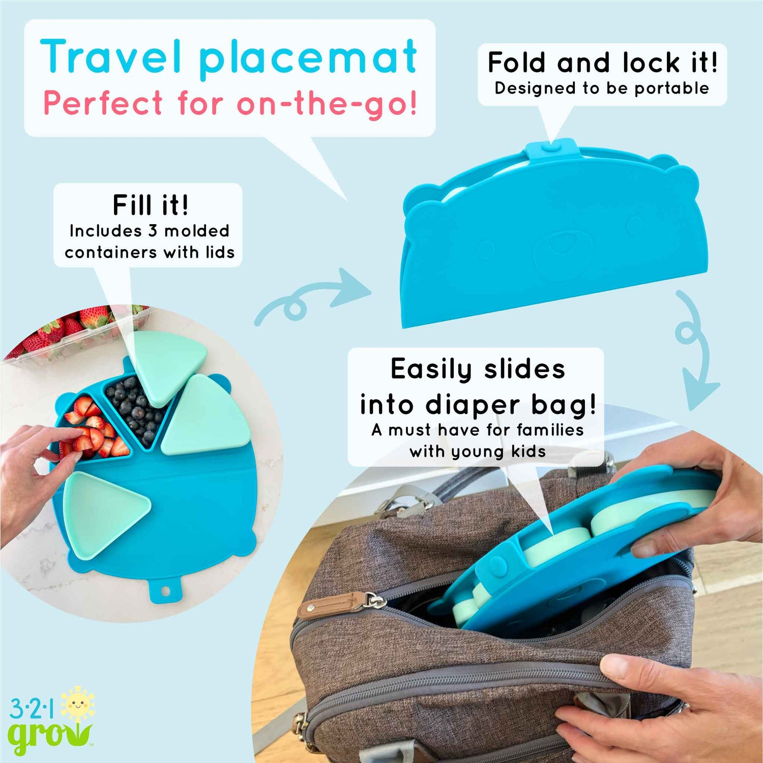 On The Go Snack Mat Foldable Portable Placemat For Kids 321 Grow Everetts Place: Online Boutique