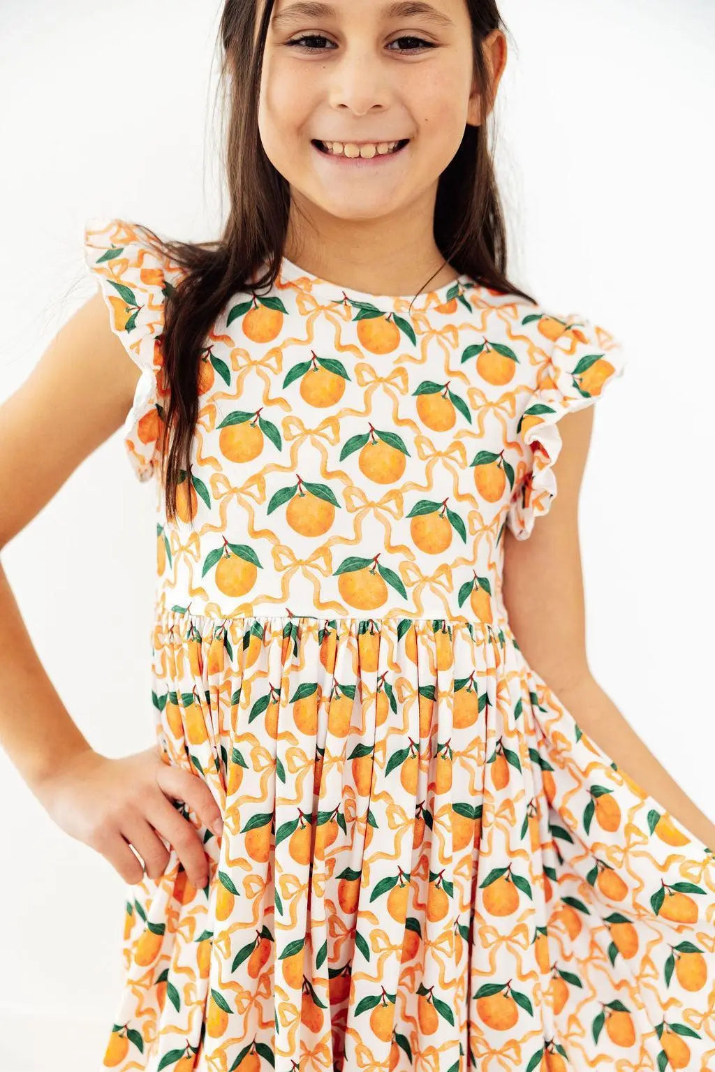 Mila & Rose ® Orange Orchard Flutter Sleeve Twirl Dress - 
