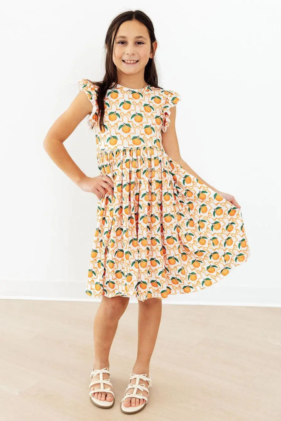 Mila & Rose ® Orange Orchard Flutter Sleeve Twirl Dress - 