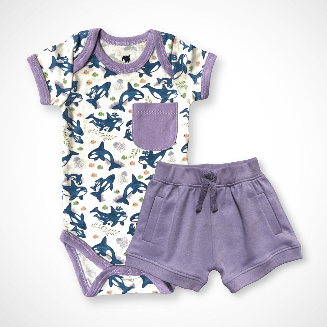 Orca Bodysuit and Shorts | Organic Pima Cotton by Kolorful
