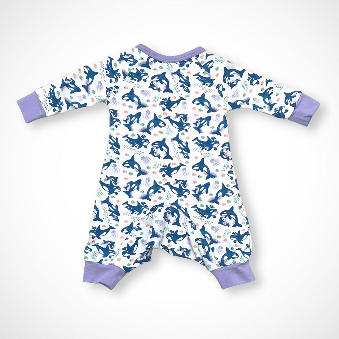 Orca Kimono Long Sleeve Romper | Organic Pima Cotton by Kolorful