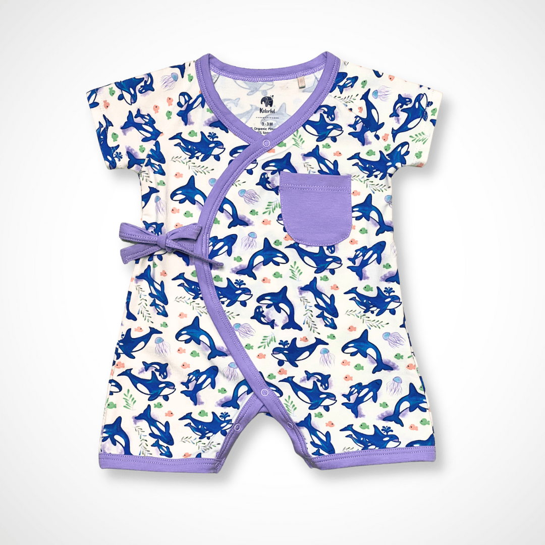 Orca Kimono Shorty Romper | Organic Pima Cotton by Kolorful