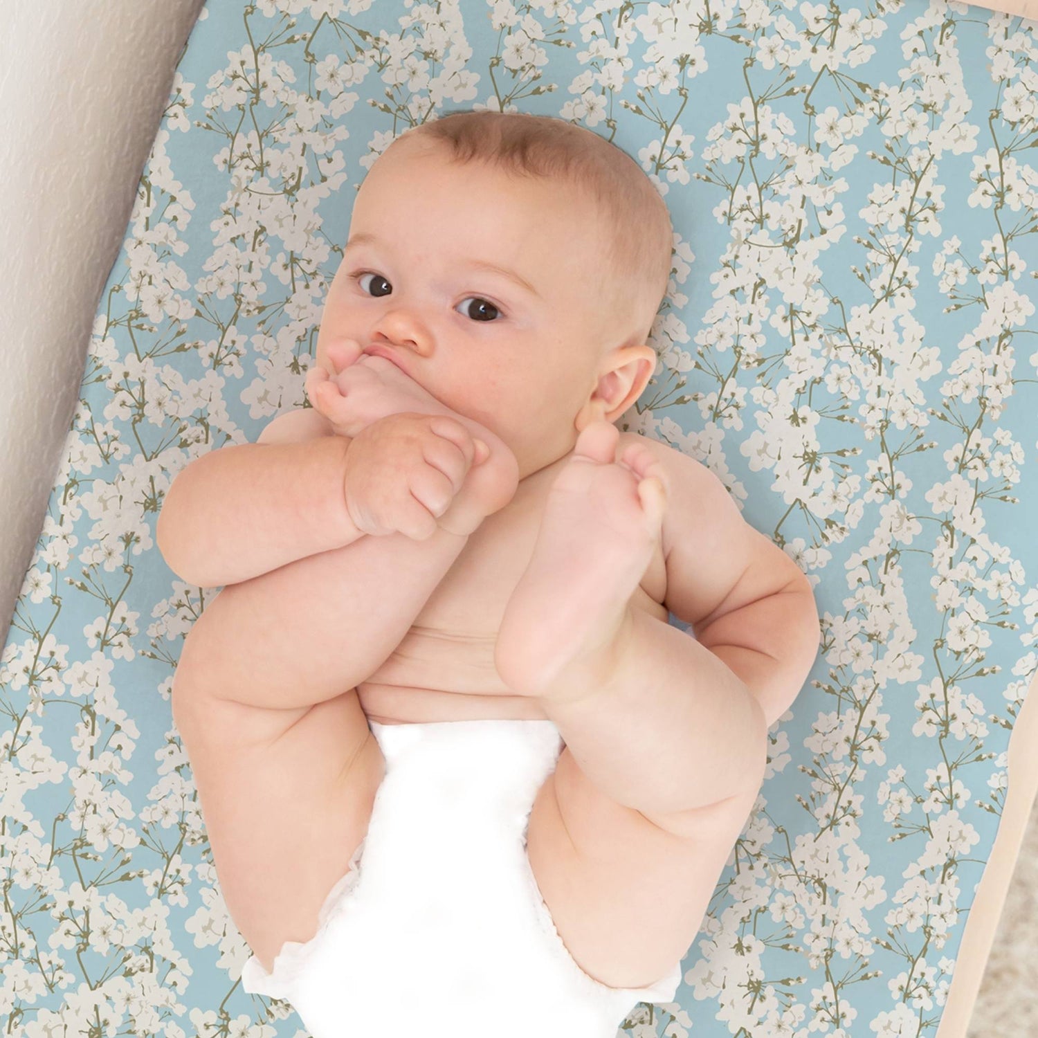 Organic Cherry Blossoms Changing Pad Cover for Nursery Norani Baby Everetts Place: Online Boutique