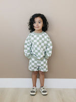 Little Joy Co. Organic Cotton Checkered Crewneck and Shorts Set for Kids - Apparel & Accessories > Clothing > Baby & Toddler Clothing > Baby & Toddler Outfits