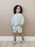 Little Joy Co. Organic Cotton Checkered Crewneck and Shorts Set for Kids - Apparel & Accessories > Clothing > Baby & Toddler Clothing > Baby & Toddler Outfits