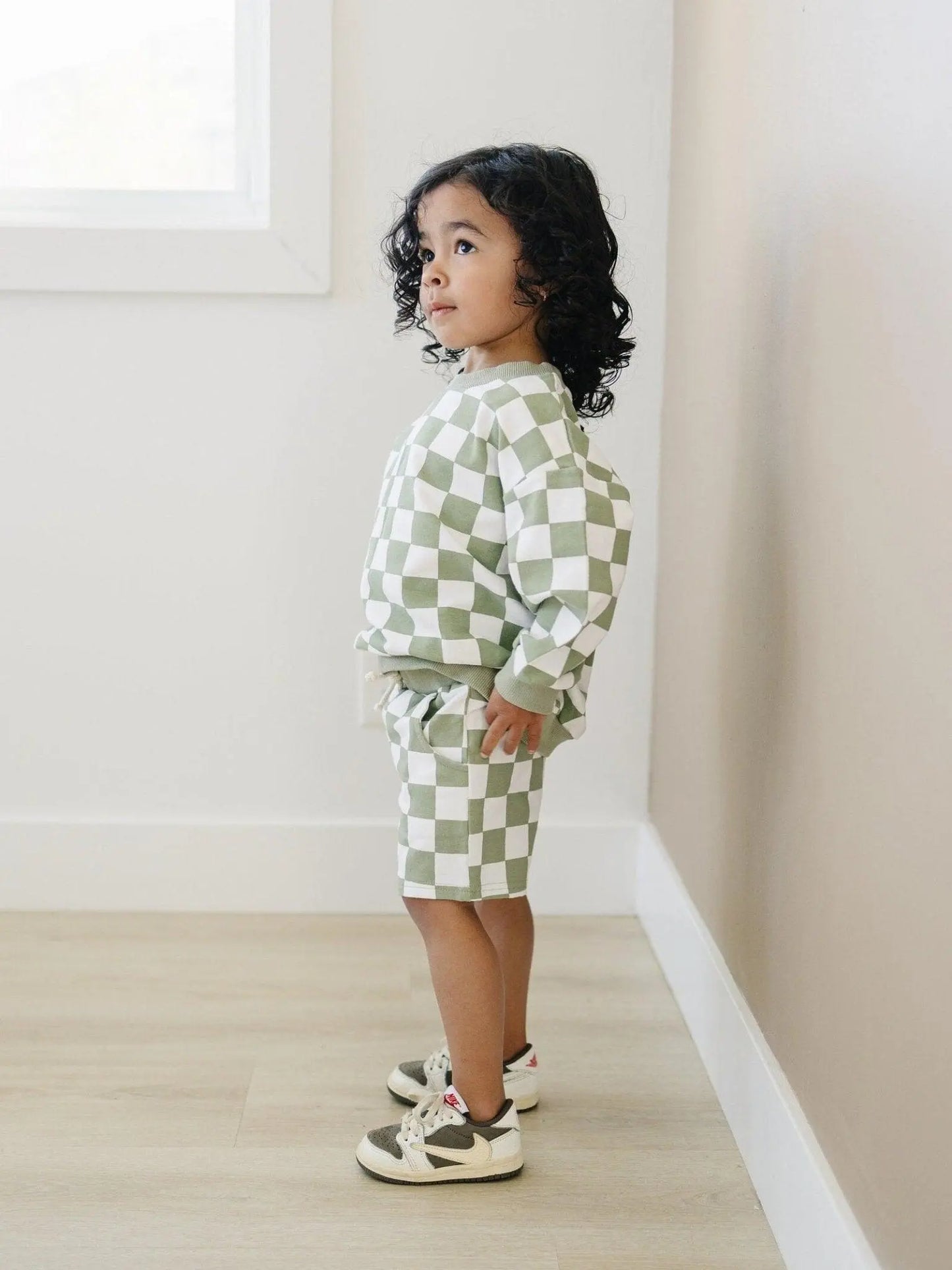 Little Joy Co. Organic Cotton Checkered Crewneck and Shorts Set for Kids - Apparel & Accessories > Clothing > Baby & Toddler Clothing > Baby & Toddler Outfits