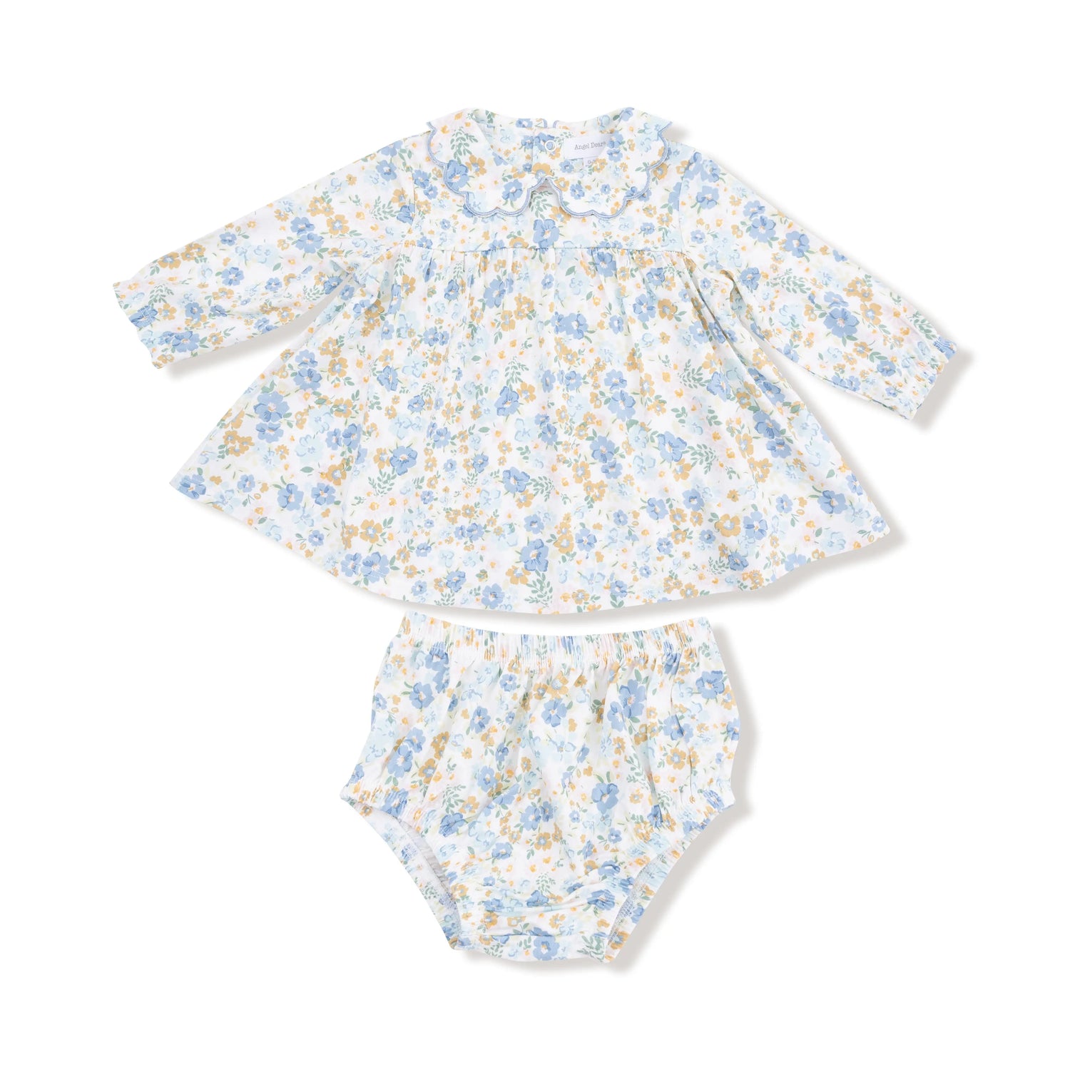 Angel Dear Organic Cotton Long Sleeve Petal Collar Dress Bloomer Set - Apparel & Accessories > Clothing > Baby & Toddler Clothing > Baby & Toddler Dresses 907