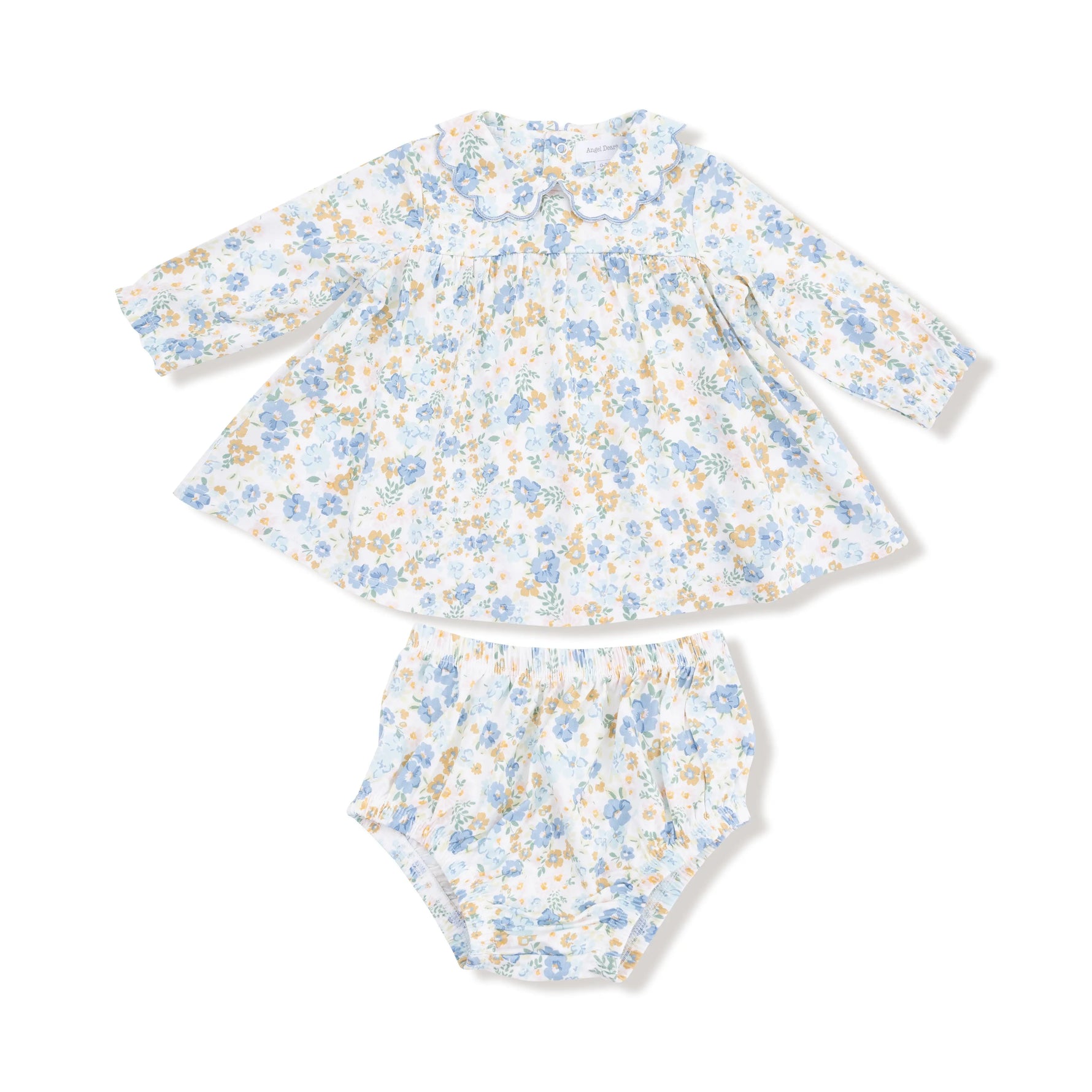 Angel Dear Organic Cotton Long Sleeve Petal Collar Dress Bloomer Set - Apparel & Accessories > Clothing > Baby & Toddler Clothing > Baby & Toddler Dresses 907