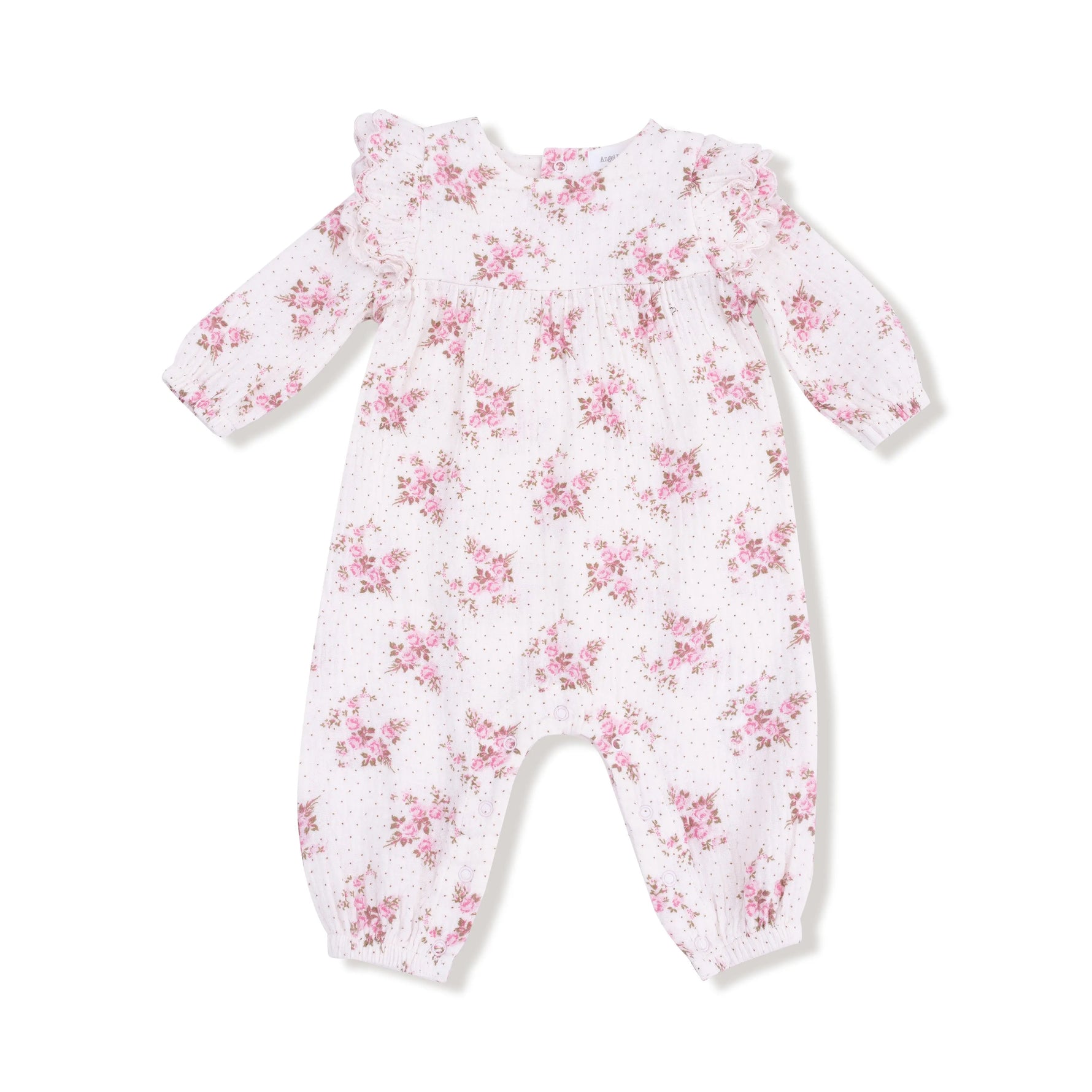 Angel Dear Organic Cotton Muslin Petal Ruffle Long Sleeve Romper - Apparel & Accessories > Clothing > Baby & Toddler Clothing > Baby One-Pieces 935