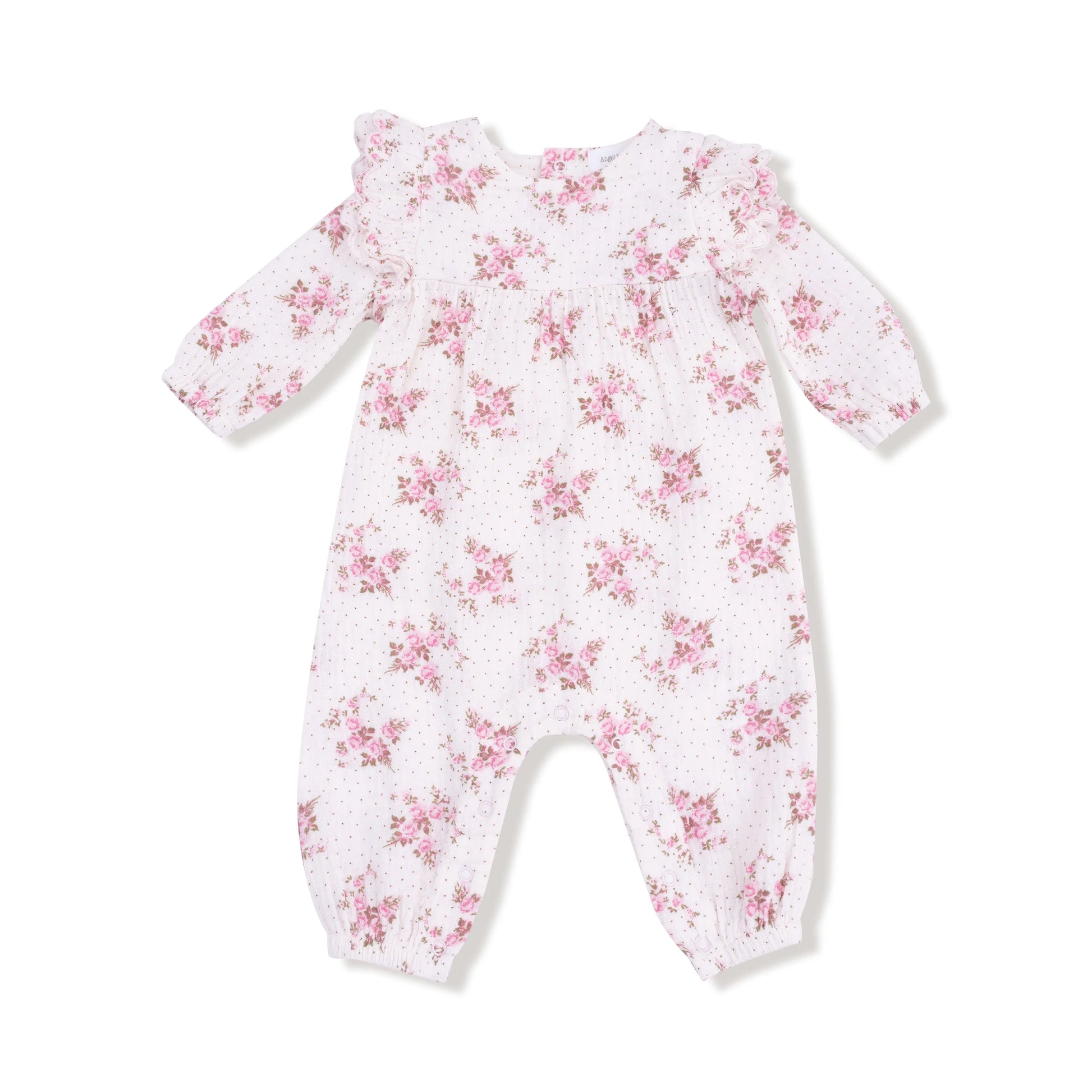 Angel Dear Organic Cotton Muslin Petal Ruffle Long Sleeve Romper - Apparel & Accessories > Clothing > Baby & Toddler Clothing > Baby One-Pieces 935