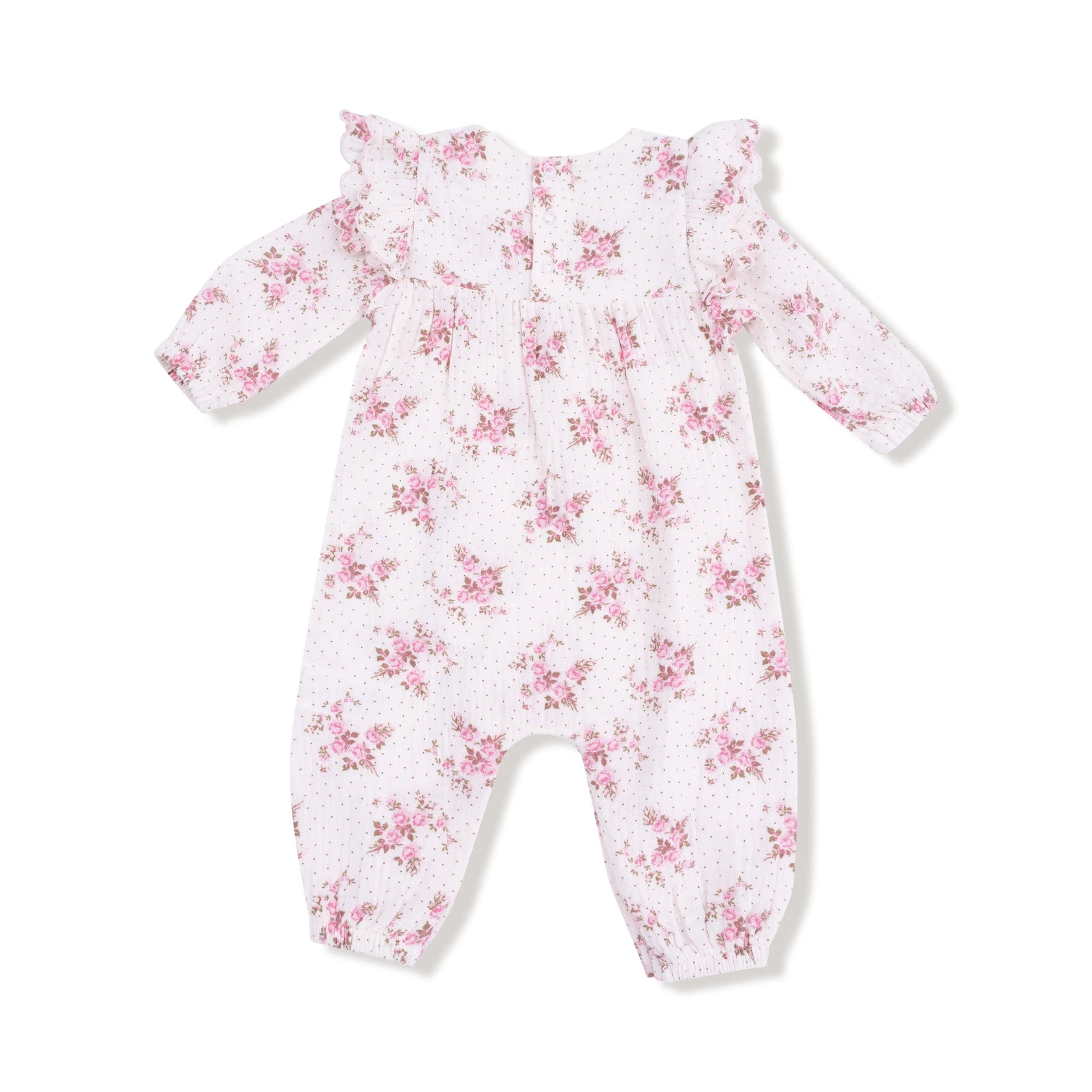 Angel Dear Organic Cotton Muslin Petal Ruffle Long Sleeve Romper - Apparel & Accessories > Clothing > Baby & Toddler Clothing > Baby One-Pieces 935
