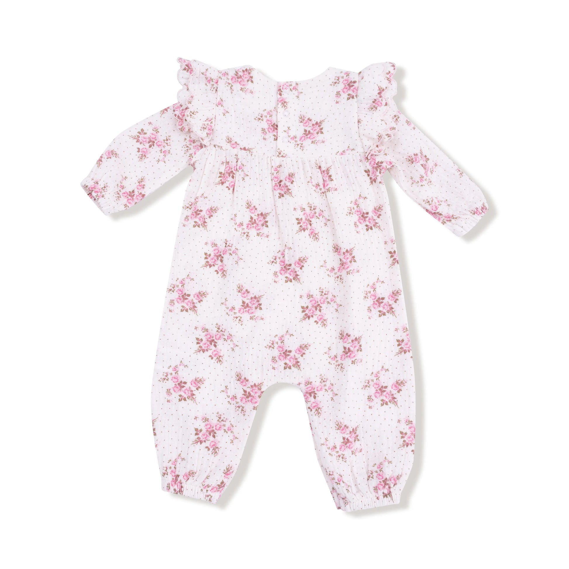 Angel Dear Organic Cotton Muslin Petal Ruffle Long Sleeve Romper - Apparel & Accessories > Clothing > Baby & Toddler Clothing > Baby One-Pieces 935