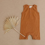 Little Joy Co. Organic Cotton Ribbed Sleeveless Romper With Henley Front - Apparel & Accessories > Clothing > Baby & Toddler Clothing > Baby & Toddler Outfits