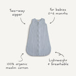 Mushie Organic Cotton Sleep Bag for Babies Lightweight Breathable Muslin Design with Two-Way Zipper Sleeveless Full Body Coverage - Apparel & Accessories > Clothing > Baby & Toddler Clothing > Baby One-Pieces Sleep Bag