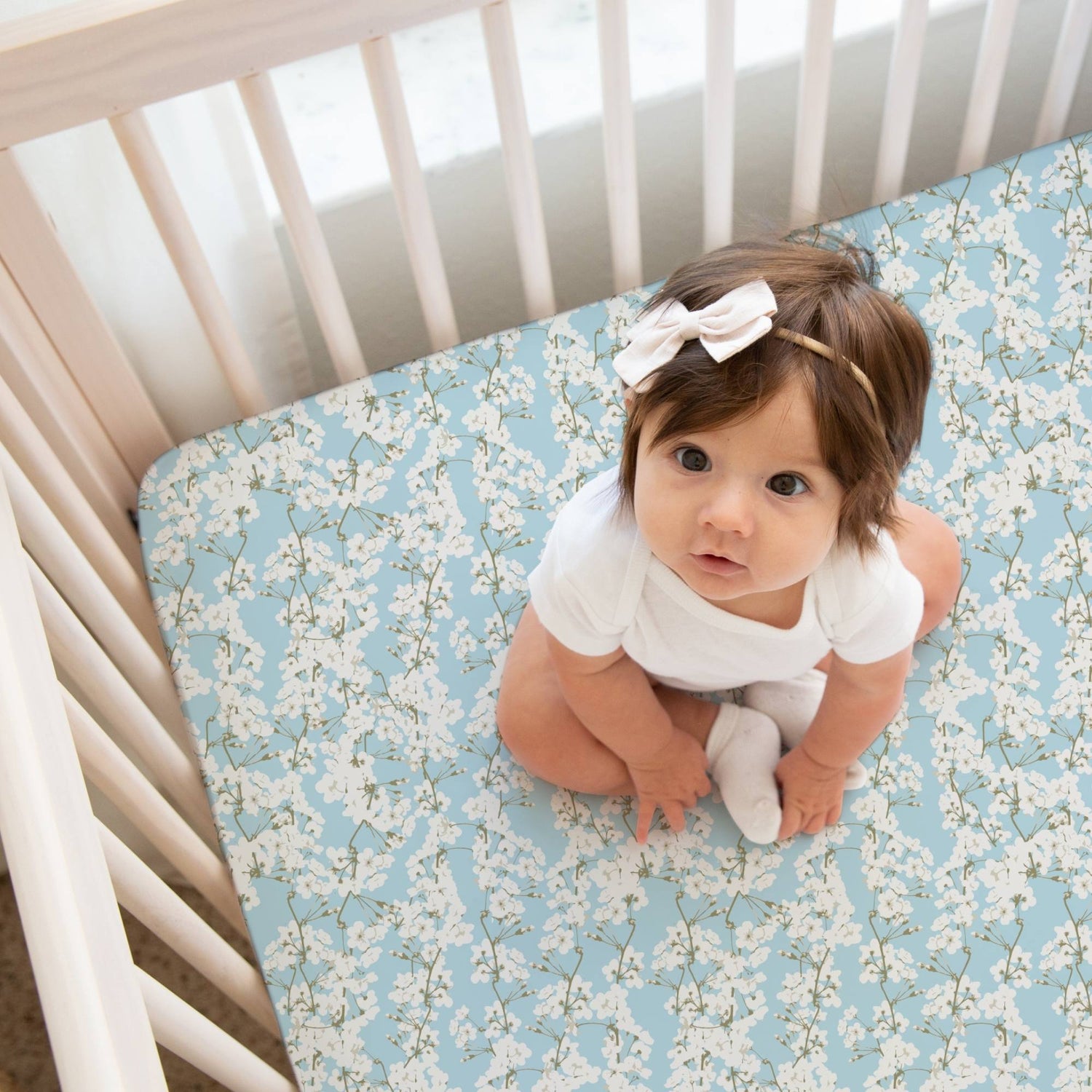 Organic Crib Sheet Cherry Blossoms Norani Baby GOTS Soft Norani Baby Everetts Place: Online Boutique