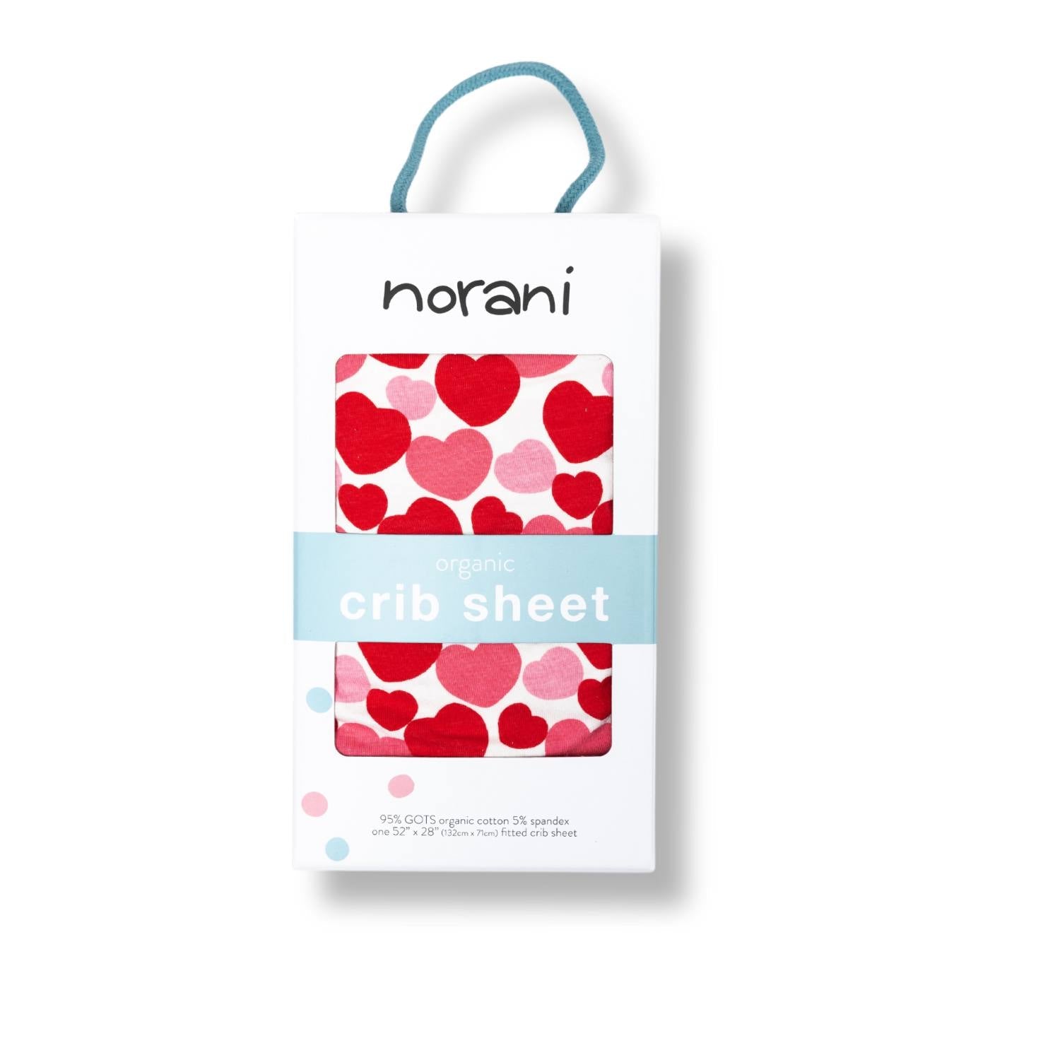 Organic Crib Sheet Red and Pink Hearts Norani Baby Norani Baby Everetts Place: Online Boutique