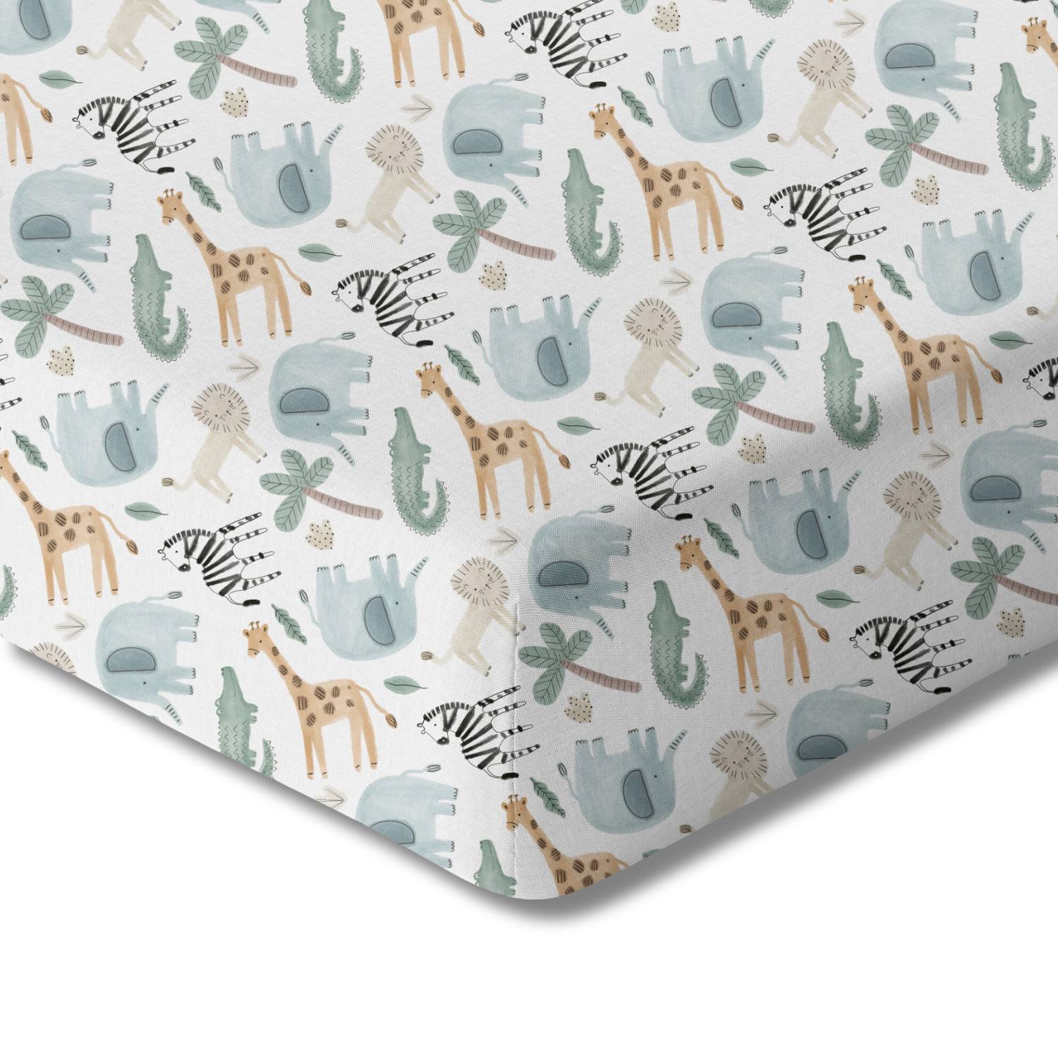Organic Crib Sheet Safari Animals GOTS Certified Baby Sleep Norani Baby Everetts Place: Online Boutique