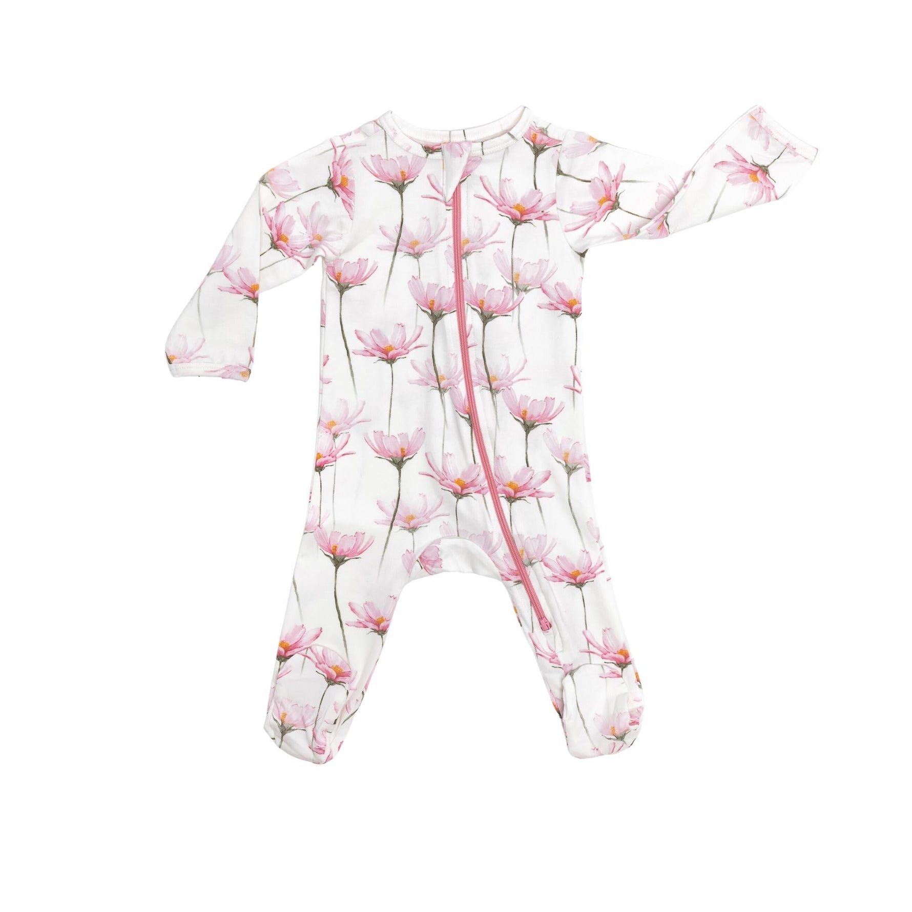 Organic Footed Onesie Pink Petals Soft Cotton Newborns Norani Baby Everetts Place: Online Boutique