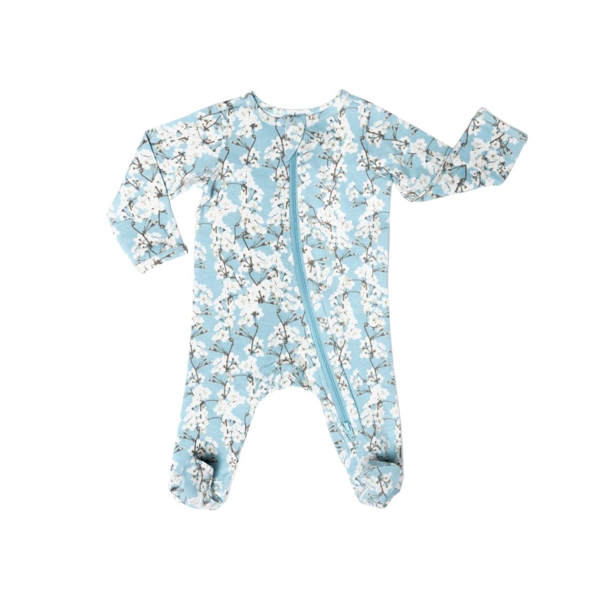 Norani Baby Organic Footie Cherry Blossoms Onesie for Newborns - Everetts Place Boutique - 