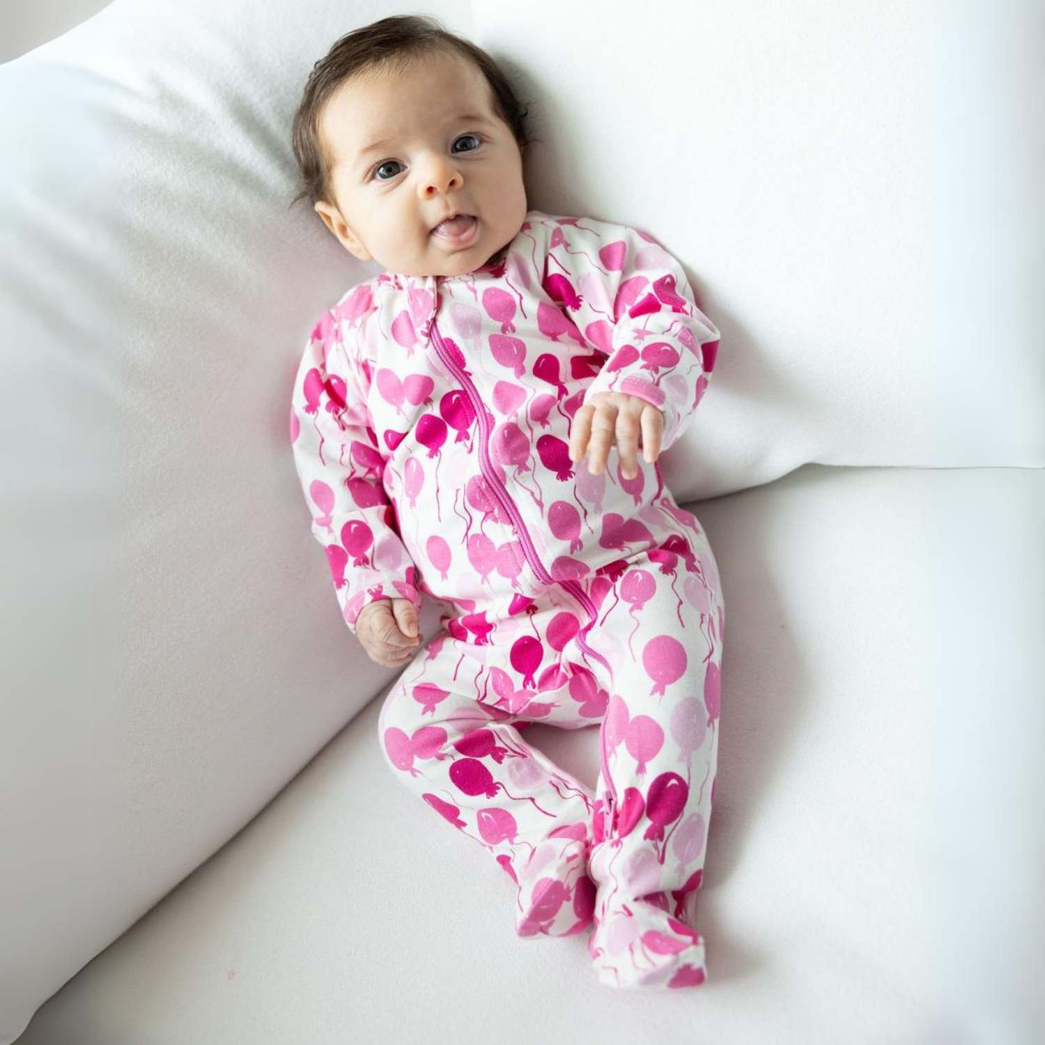 Organic Footie Pink Balloons Baby Onesie Newborn Wear Norani Baby Everetts Place: Online Boutique
