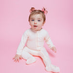 Organic Footie Pink Stripes Baby Onesie Norani Baby Norani Baby Everetts Place: Online Boutique