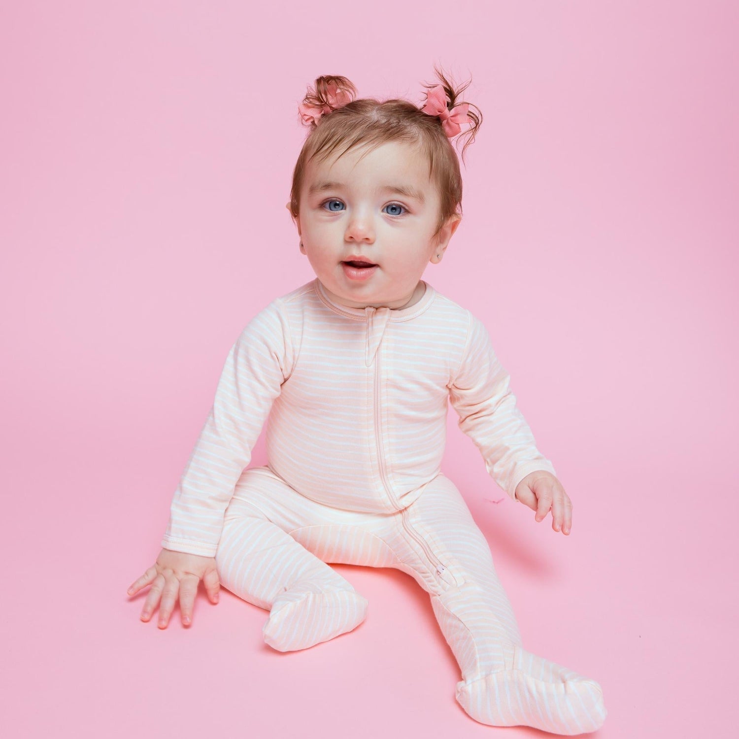 Organic Footie Pink Stripes Baby Onesie Norani Baby Norani Baby Everetts Place: Online Boutique