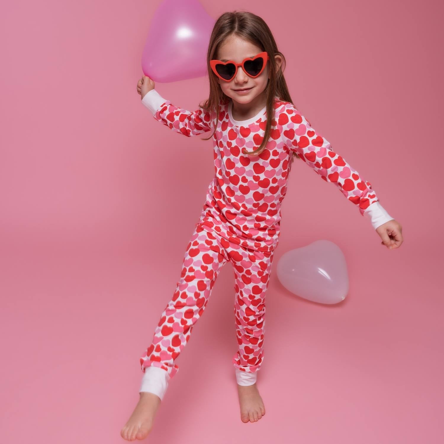 Organic Kids Pajamas Red Pink Hearts Cotton Sleepwear Norani Baby Everetts Place: Online Boutique