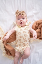 Harp Angel Boutique Organic Knit Romper with Daisy Design for Comfortable Infants - Apparel & Accessories > Clothing > Baby & Toddler Clothing > Baby & Toddler Outfits Bodysuit