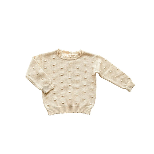 Organic Knit Sweater - Cream Pom Harp Angel Boutique