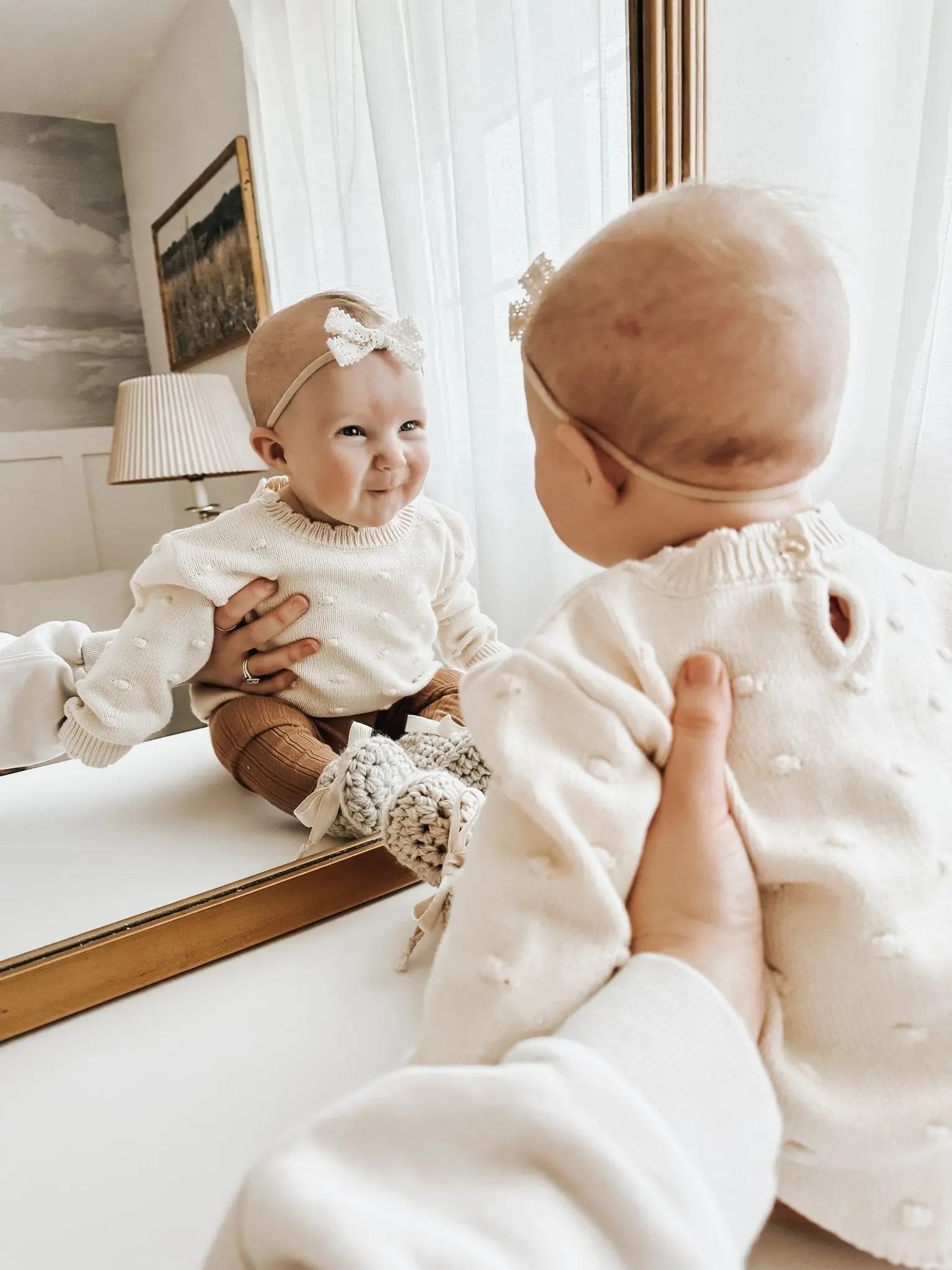 Harp Angel Boutique Organic Knit Sweater with Pom Detail for Eco-Conscious Fashion Lovers - Apparel & Accessories > Clothing > Baby & Toddler Clothing > Baby & Toddler Tops Tops