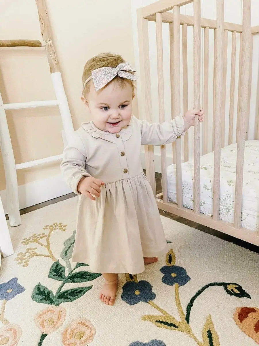 LUCY LUE ORGANICS Organic Long Sleeve Ruffle Dress | Fawn - Everetts Place Boutique - 