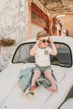 Harp Angel Boutique Organic Cotton Short Sleeve Shirt with Palm Beach Design - Apparel & Accessories > Clothing > Baby & Toddler Clothing > Baby & Toddler Tops Tops