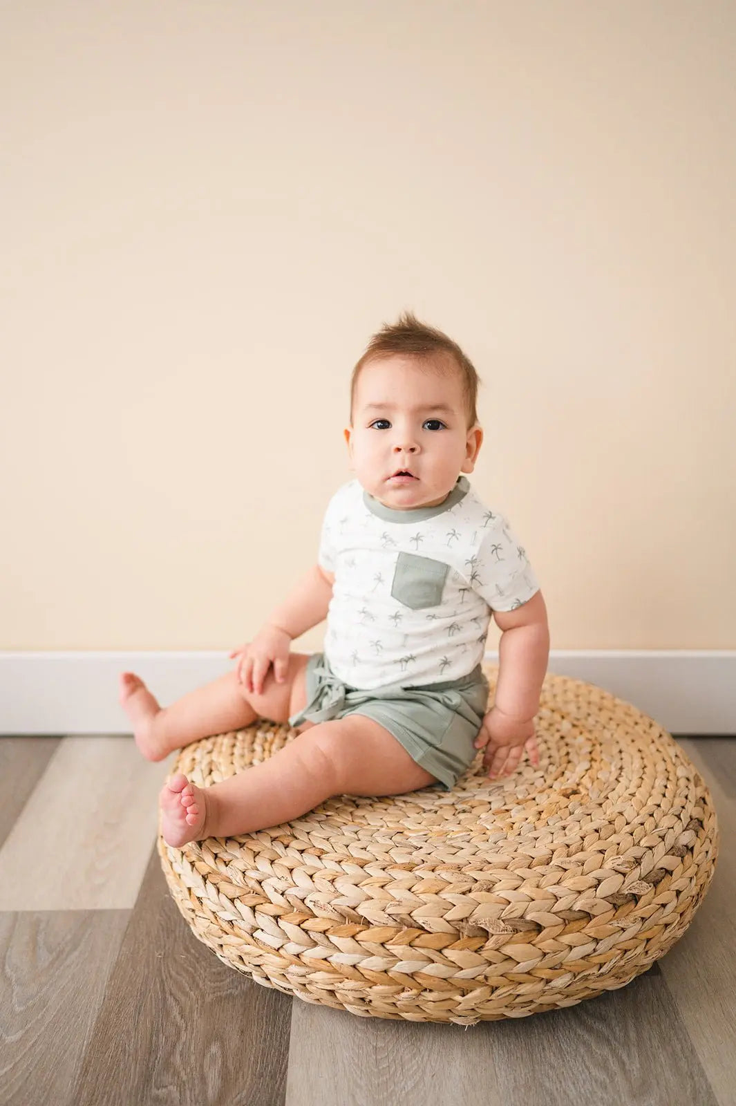 Harp Angel Boutique Organic Cotton Short Sleeve Shirt with Palm Beach Design - Apparel & Accessories > Clothing > Baby & Toddler Clothing > Baby & Toddler Tops Tops