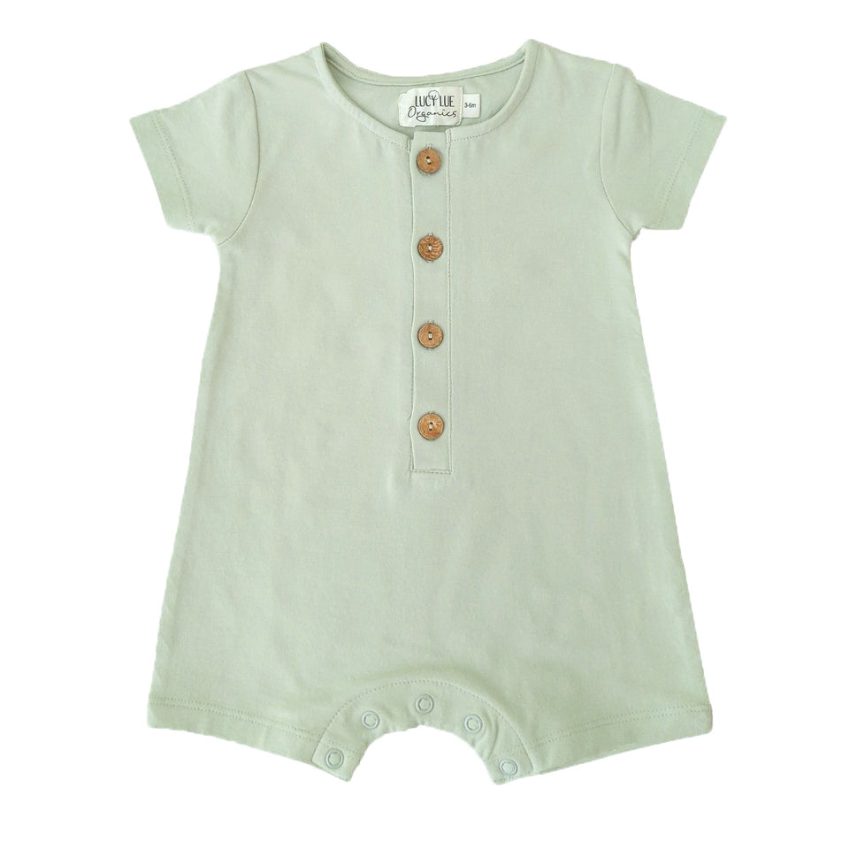 organic short sleeve baby romper by LUCY LUE ORGANICS at Everetts Place