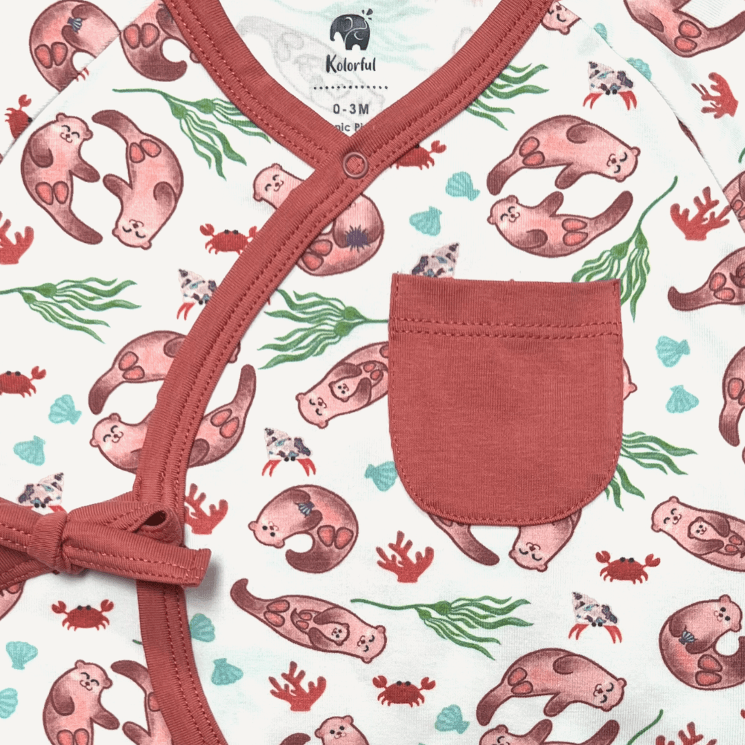 Otter Kimono Long Sleeve Romper | Organic Pima Cotton by Kolorful