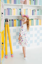 Mila & Rose ® Out Of This World Three Quarter Sleeve Twirl Dress Pockets - Everetts Place Boutique - 