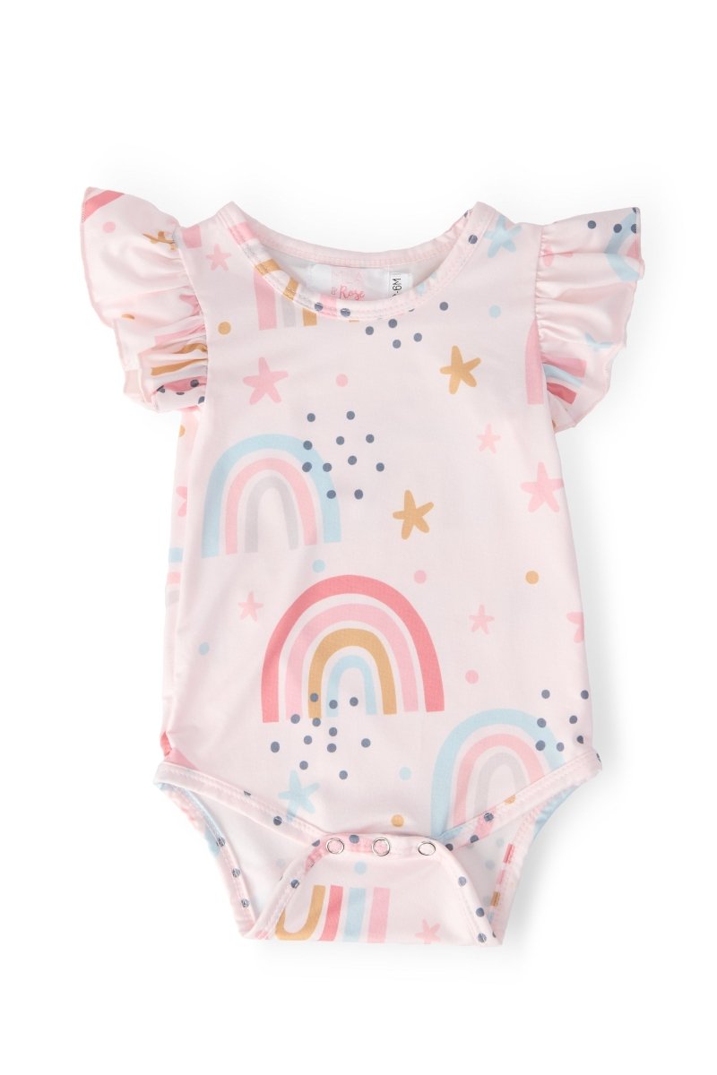 Mila & Rose ® Over The Rainbow Flutter Short Sleeve Bodysuit For Baby - Everetts Place Boutique - 
