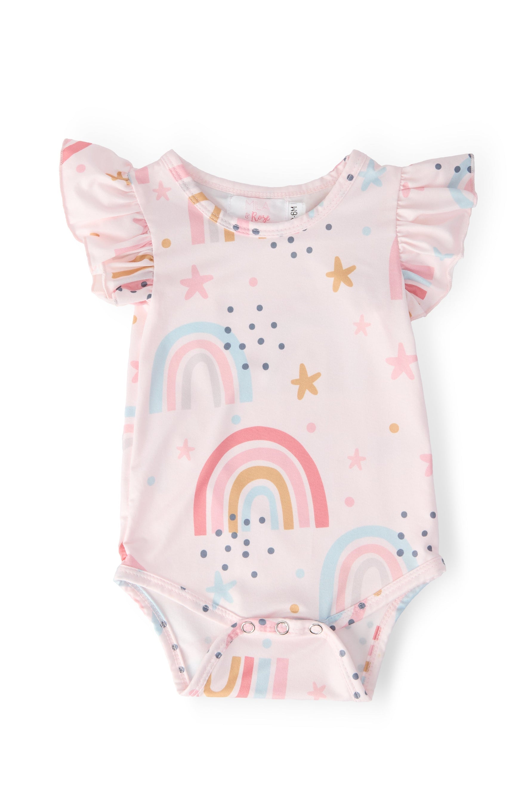 Over The Rainbow Flutter Short Sleeve Bodysuit For Baby Mila & Rose ® Everetts Place: Online Boutique